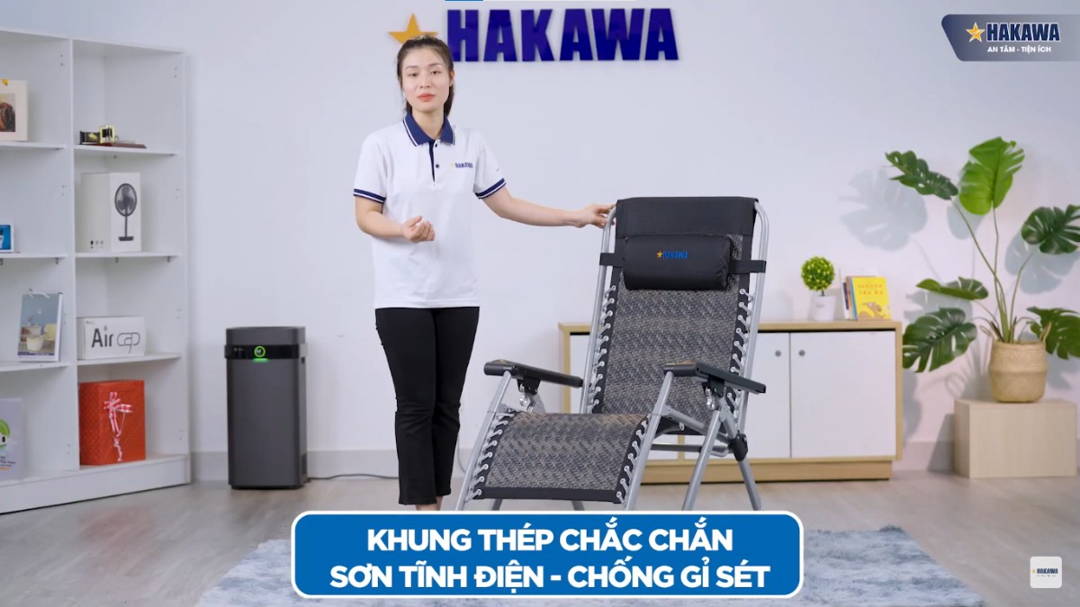 Khung ghế xếp thư giãn Hakawa-HK-G21P-New sơn tĩnh điện sang trọng, chắc chắng