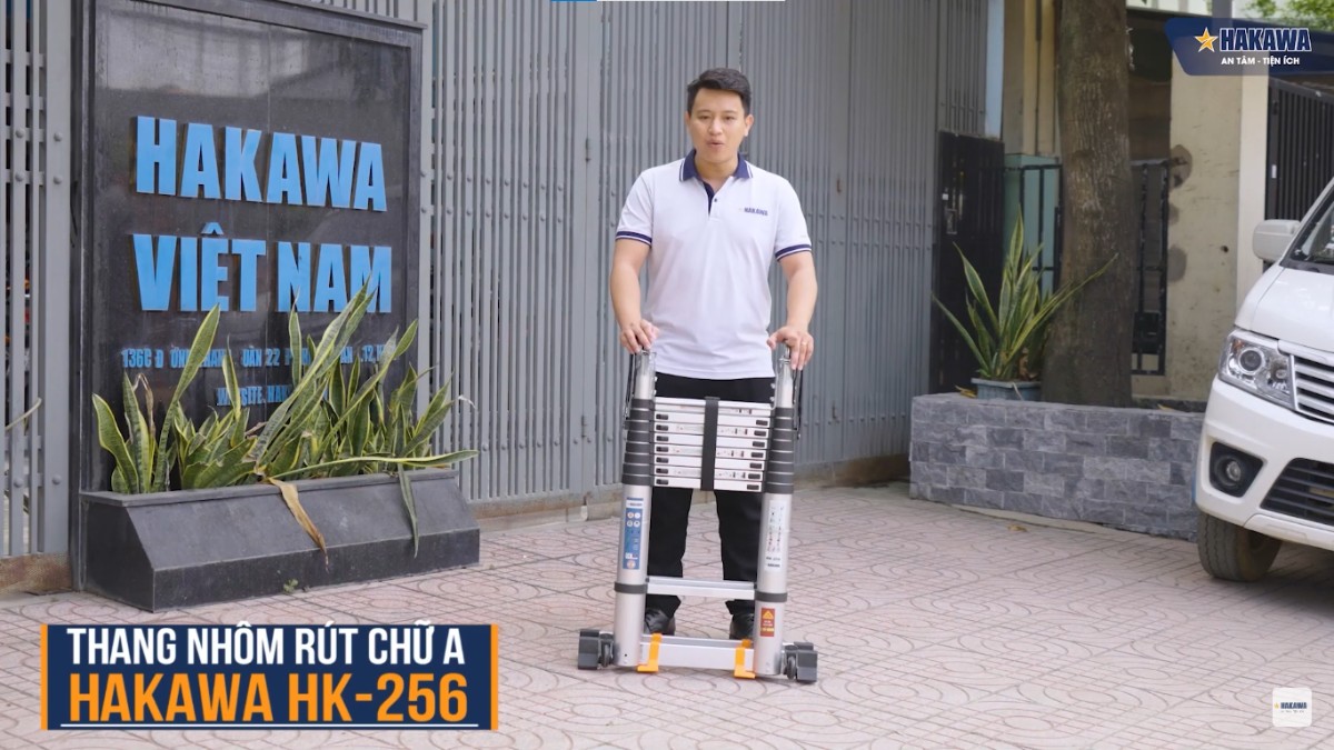 Thang nhôm rút đôi chữ A HAKAWA HK-256