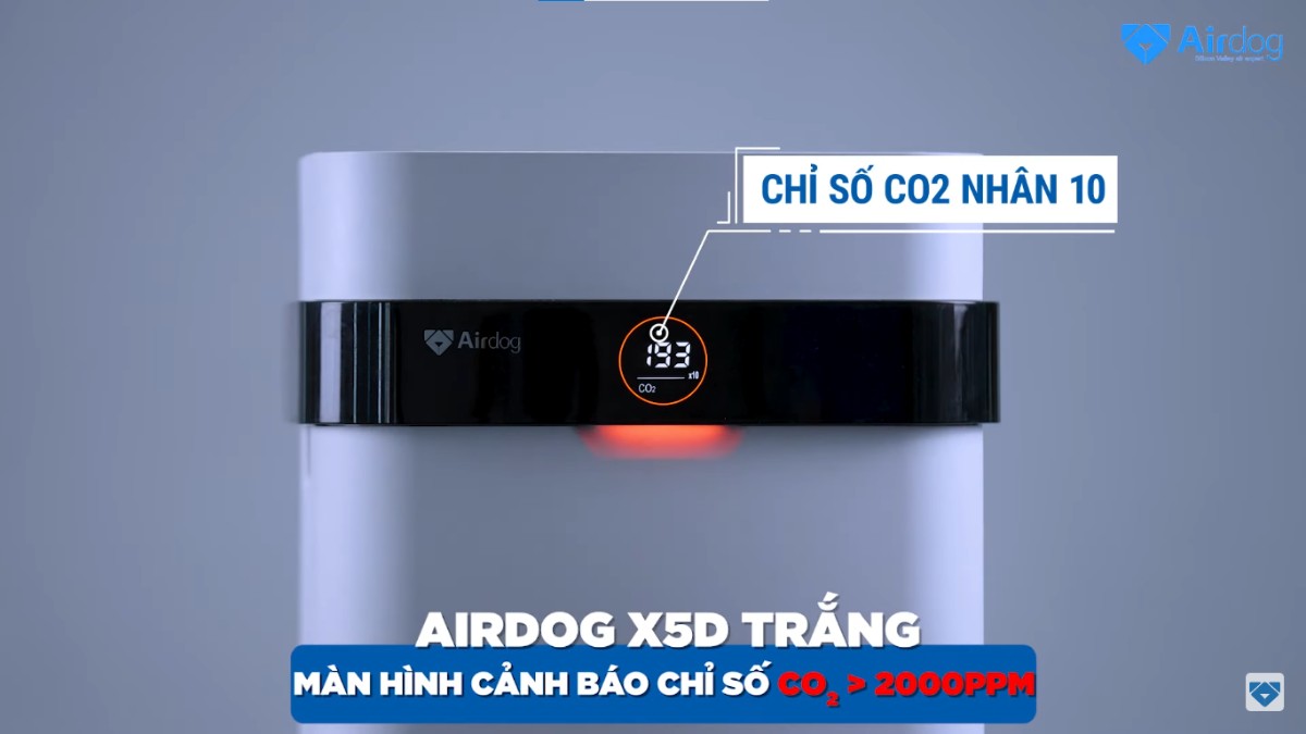 Airdog X5D tích hợp cảm biến AQI và CO2 giúp người dùng theo dõi chất lượng không khí trong không gian sống