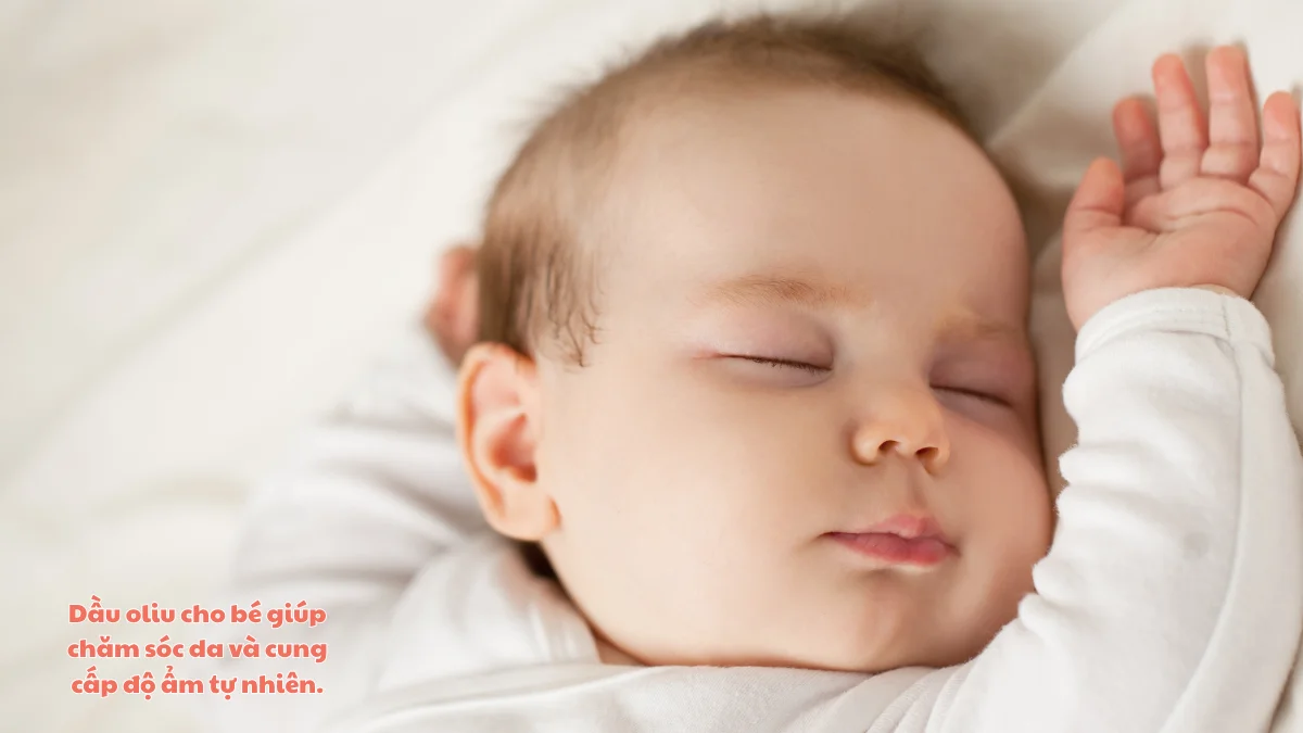Nhờ chứa nhiều vitamin E và các axit béo lành mạnh, dầu oliu giúp da bé duy trì độ ẩm tự nhiên, làm dịu những vùng da khô của bé