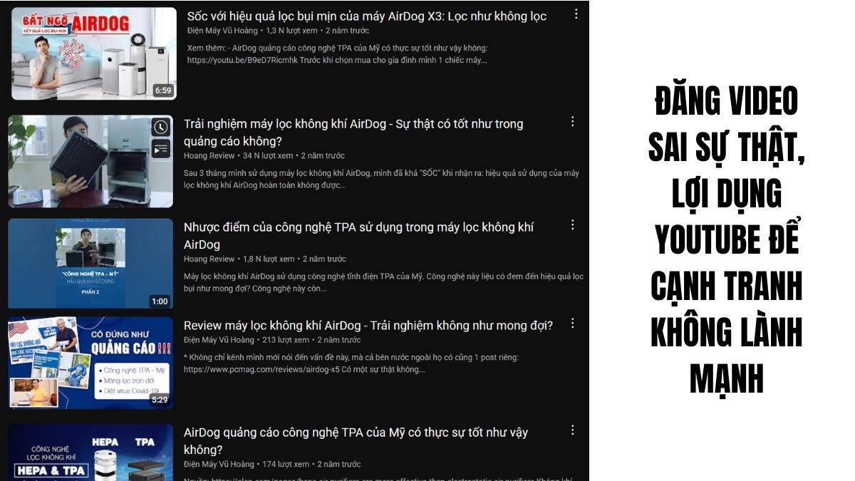 Đăng video sai sự thật, lợi dụng YouTube để cạnh tranh không lành mạnh
