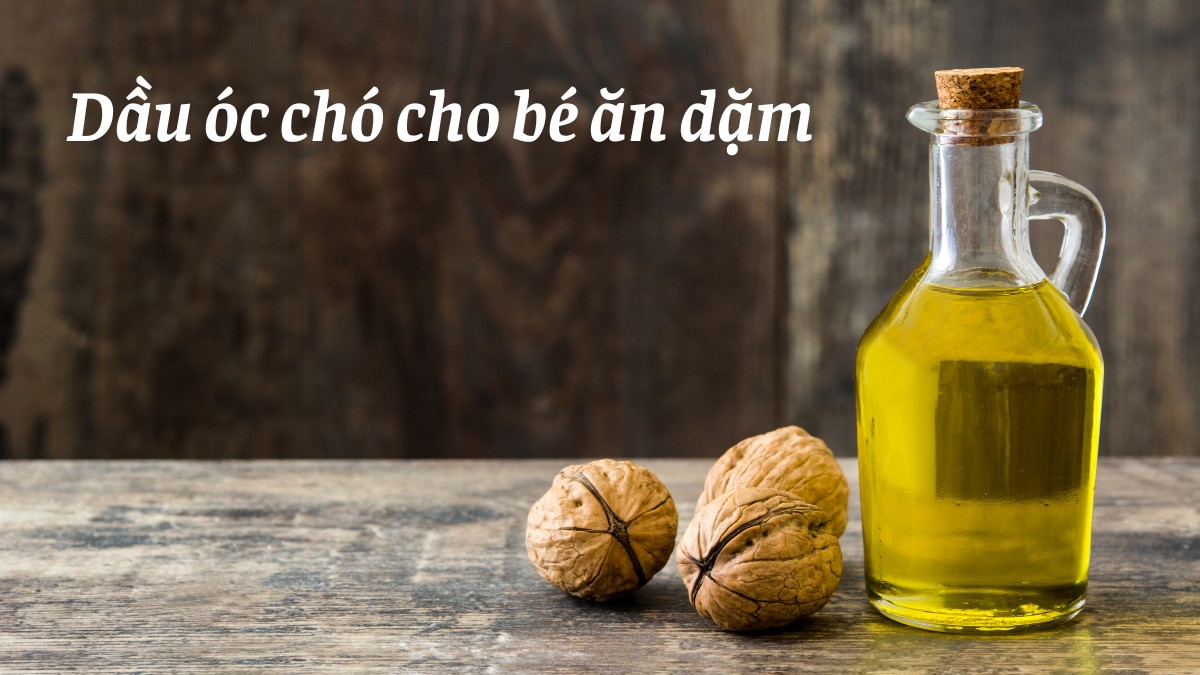Dầu óc chó giàu Omega-3 và các axit béo thiết yếu, là loại dầu cho bé ăn dặm 6 tháng cực kỳ tốt cho sự phát triển trí não và thị giác