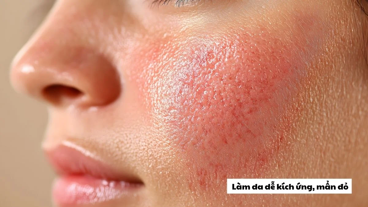 Làm da dễ gây kích ứng mẫn đỏ