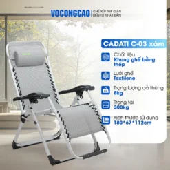 ghế xếp thư giãn Cadati C03 xám